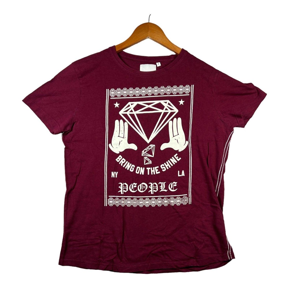 Men's People Bring On The Sunshine LA NY Diamond Gloves Streetwear Red Shirt M